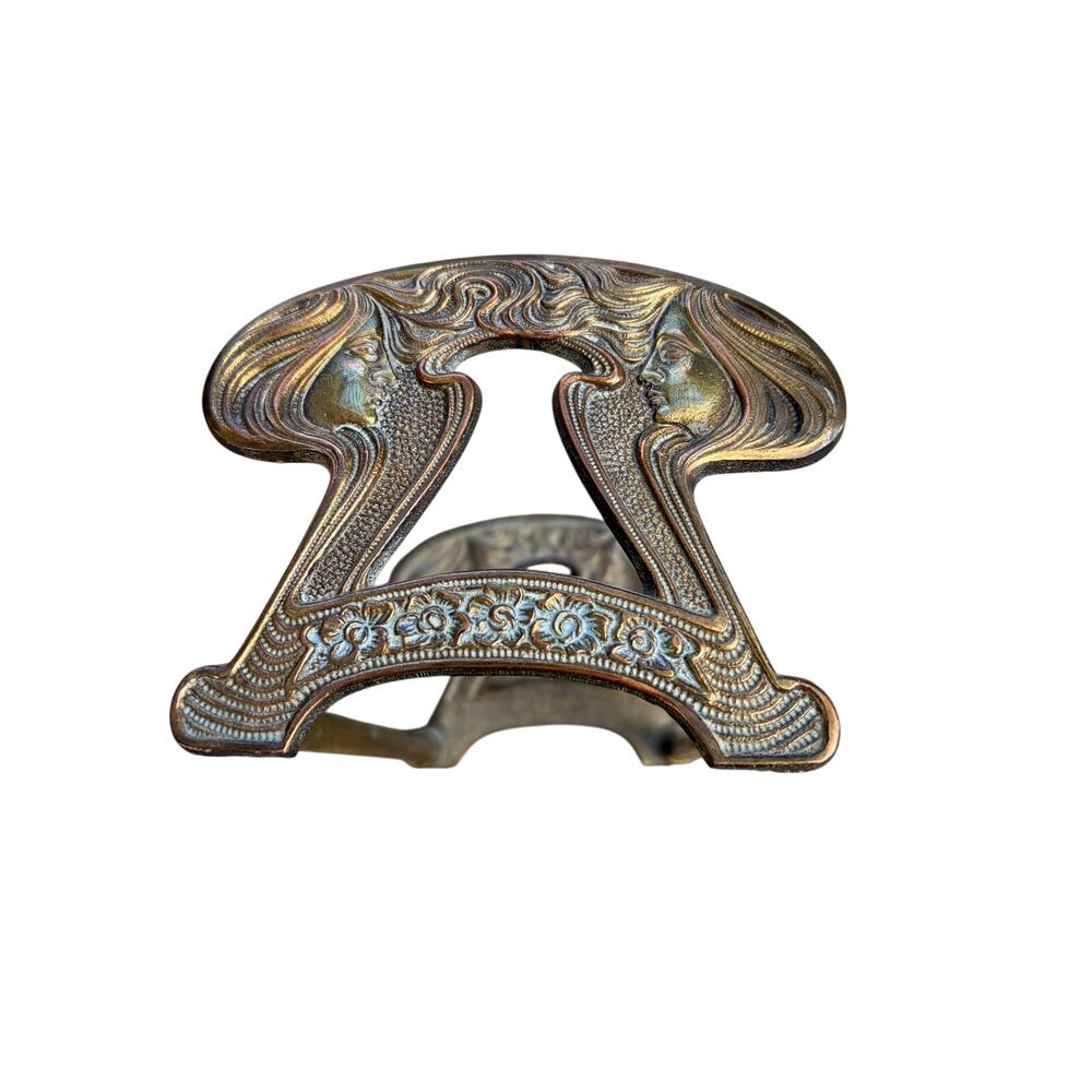 Art Nouveau Style Brass Book Stand in Antique Bronze Finish - Picture 2 of 5